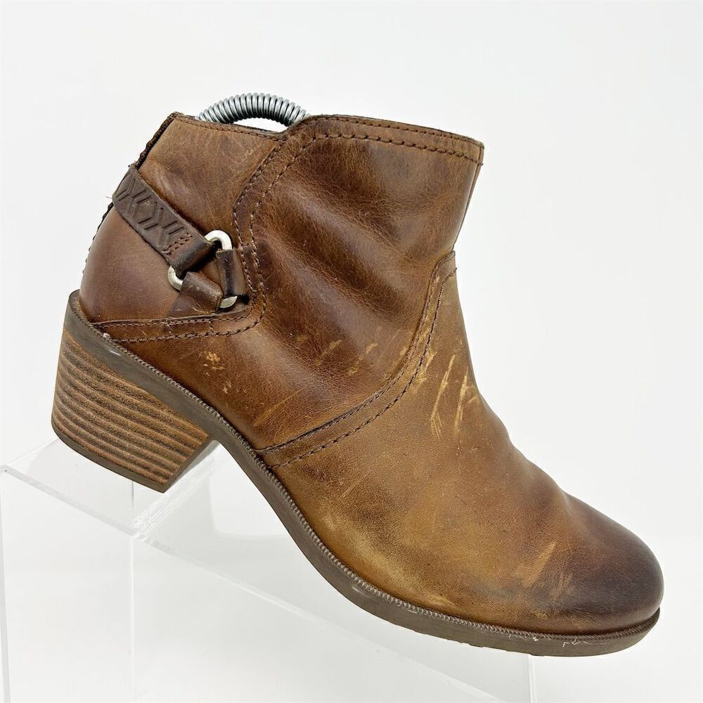 Teva Women's Cognac Brown Leather Ankle Boots Size 9.5 Fall Comfort Casual